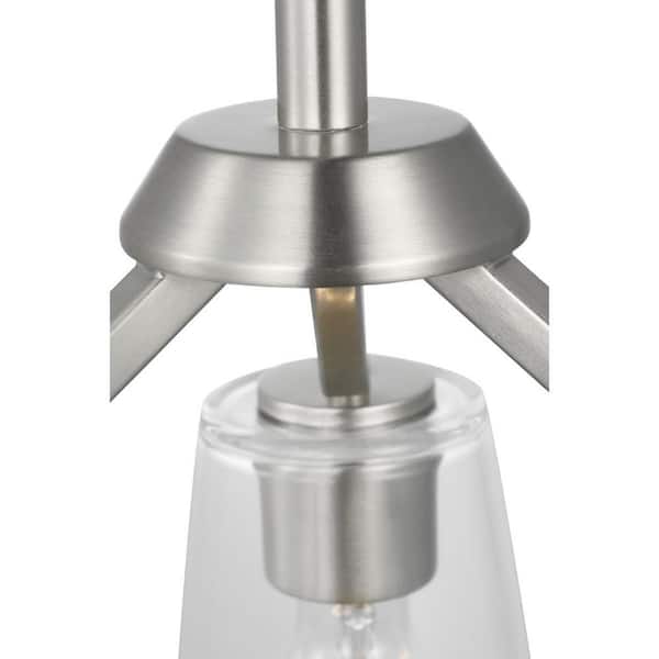 Progress Lighting Vertex Collection 3-Light Brushed Nickel Clear Glass Contemporary Convertible Chandelier