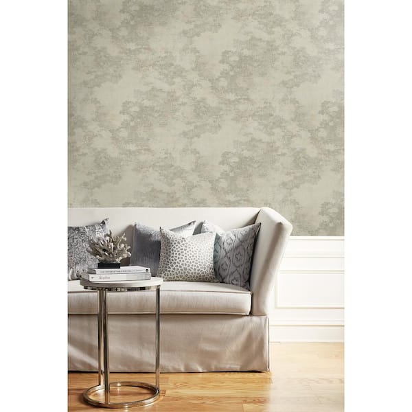 Glisten Texture Metallic Silver and Greige Faux Paper Strippable Roll (Covers 56.05 sq. ft.)