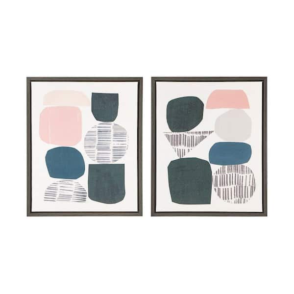 Miscool Anky 2-Piece Framed Art Print 23.6 in. x 19.6 in. Grey Rock Garden Gel Coat Framed Canvas Set