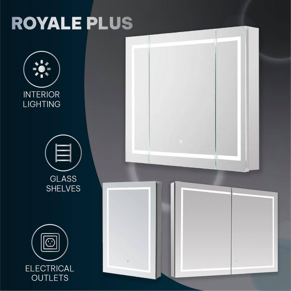 Royale Plus 36" Brushed Aluminum LED Medicine Cabinet with Defogger