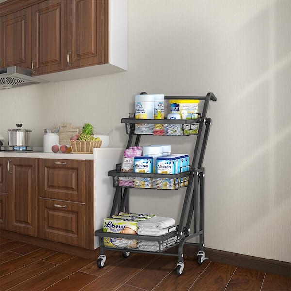Seville Classics 3-Tier Rolling Steel Storage Bin Utility Kitchen Cart with  Wheels in Green SHE20303B - The Home Depot