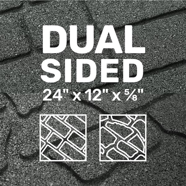 Vigoro 24 in. x 12 in. x 5/8 in. Gray Interlocking Dual-Sided Rubber Paver (9-Pack)