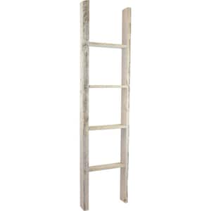 15 in. x 60 in. x 3 1/2 in. Barnwood Decor Collection Chalk Dust White Vintage Farmhouse 4-Rung Ladder