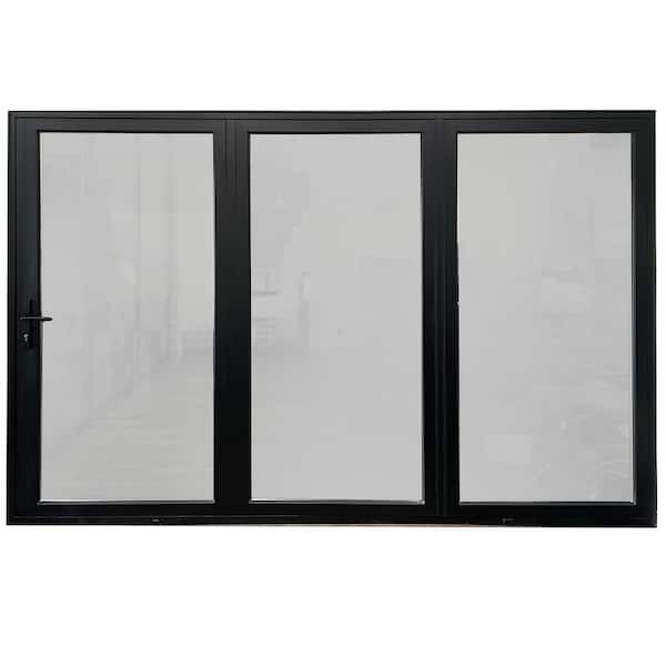 TEZA DOORS Teza 80 Series 120 in. x 96 in. Matte Black Left to Right Outswing Aluminum Bi-Fold Door
