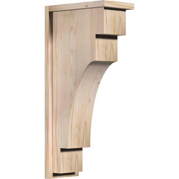 Ekena Millwork 7-1/2 in. x 14 in. x 30 in. Mediterranean Smooth Douglas Fir Corbel with Backplate