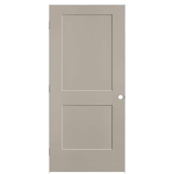 Masonite 36 in. x 80 in. 2-Panel Logan Right-Hand Solid Core Smoked Tan Molded Composite Single Prehung Interior Door