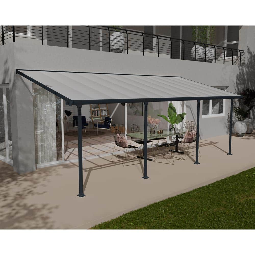 Pergola addossata Feria, Palram/Canopia, 3x4,25m, Grigio - Dancovershop IT