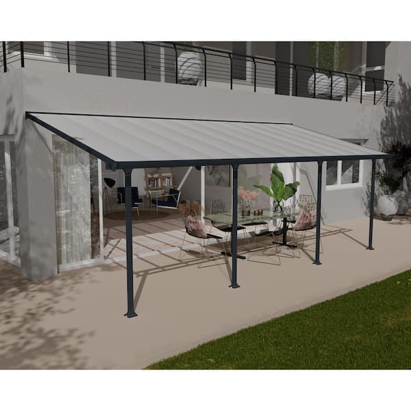 CANOPIA by PALRAM Feria 10 ft. x 24 ft. Gray/Clear Aluminum Patio Cover