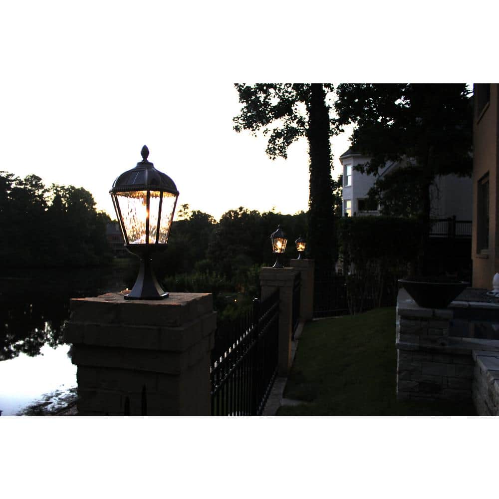 Brushed Bronze LED Solar Lamp Post with Rain Glass