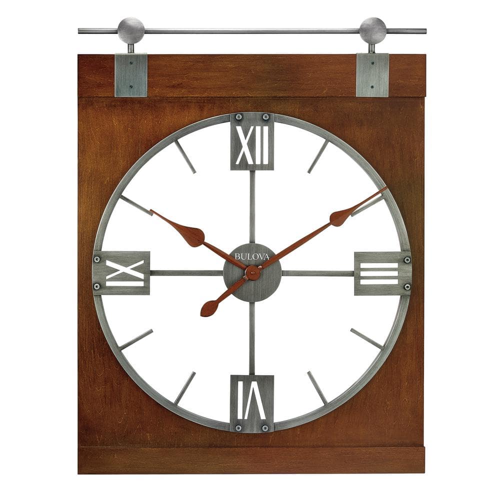 26.5 in. H X 33.5 in. W Rectangular Wall Clock with metal satin silver fini