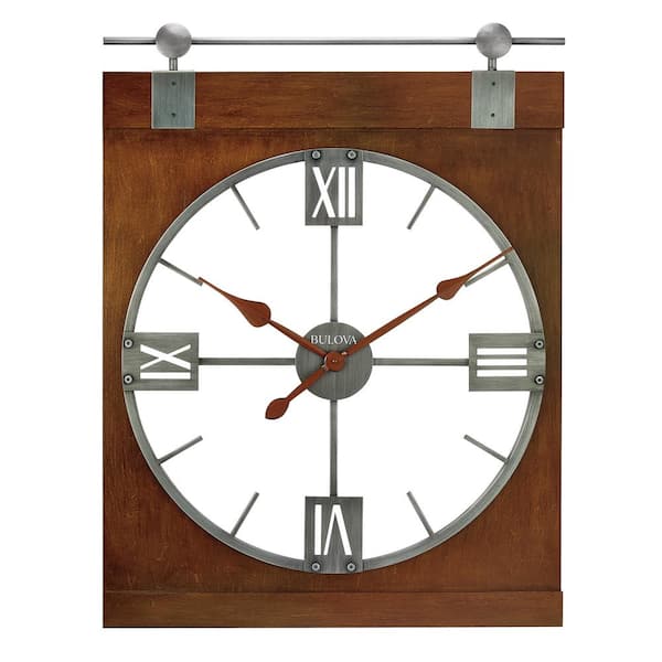 Bulova 26.5 in. H X 33.5 in. W Rectangular Wall Clock with metal satin silver finish