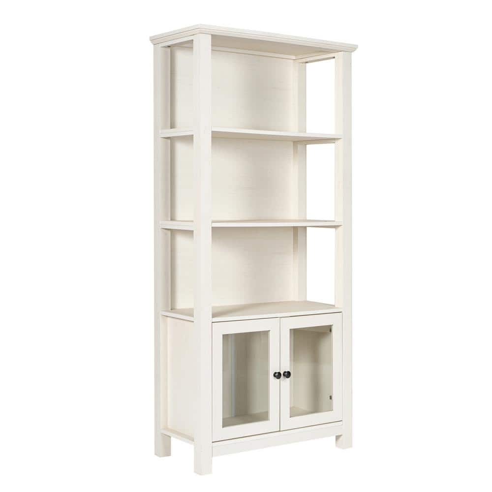 Carnegy Avenue 68 in. Tall White Wood 3 Shelf Standard Bookcase with