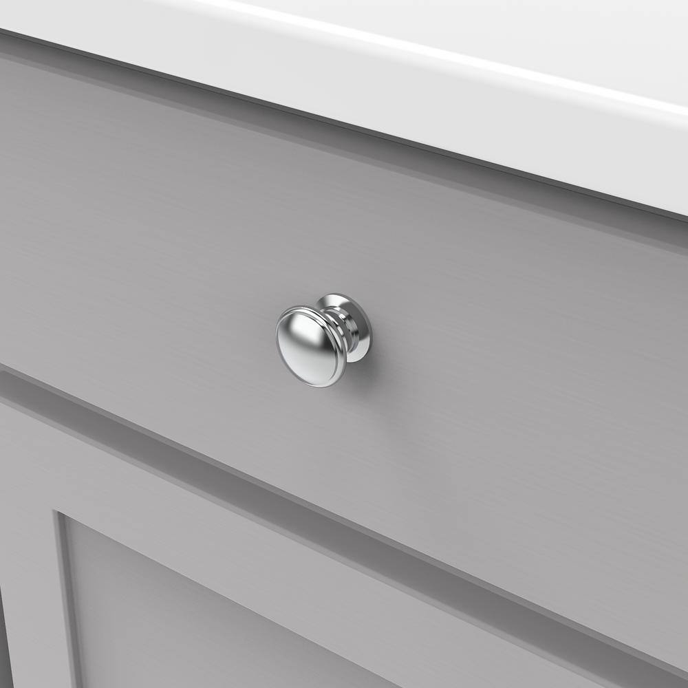 Williamsburg Chrome Round Mushroom Cabinet Knob with Mounting Hardware