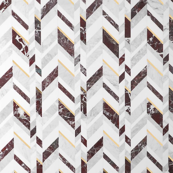Ivy Hill Tile Tyra Bordeaux 11.81 in. x 18.89 in. Polished Marble Wall Mosaic Tile (1.55 sq. ft./Each)