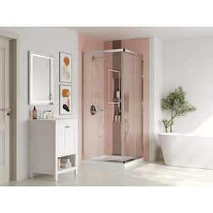 34 in. W x 72 in. H Square Sliding Framed Corner Shower Enclosure in Chrome with 1/4 in. (6 mm) Glass