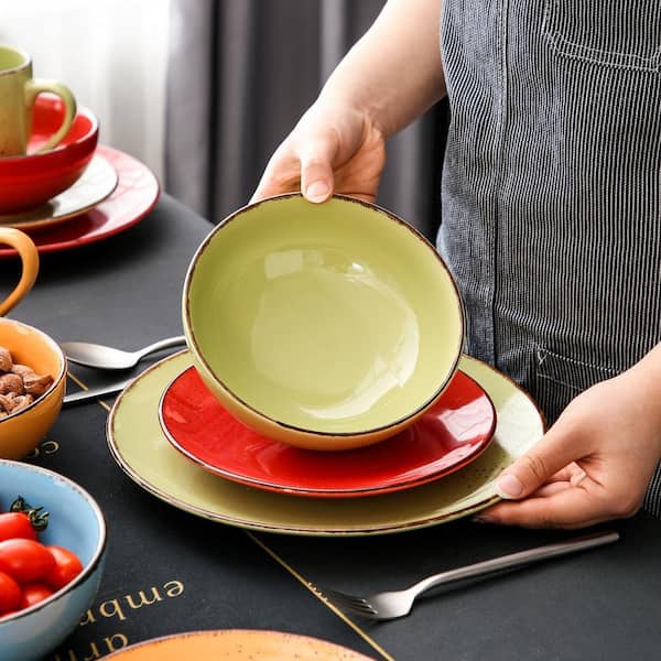 vancasso Navia 16-Piece Assorted Colors Stoneware Dinnerware Set