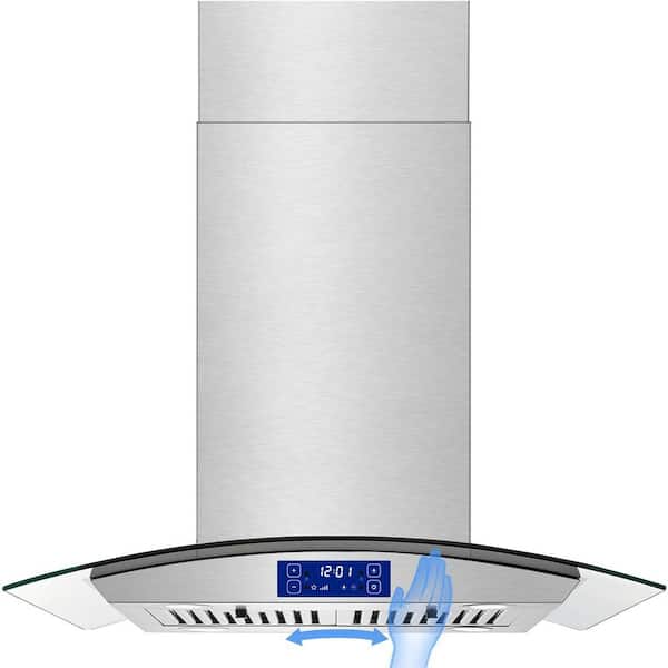 range Hood 30 in. 700 CFM Island Range Hood Stainless-steel, Gesture&Touch Control Ducted/Ductless Convertible Vent Hood