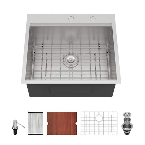 MUSTEE Vector 22 in. x 25 in. Fiberglass Self-Rimming MultiTask