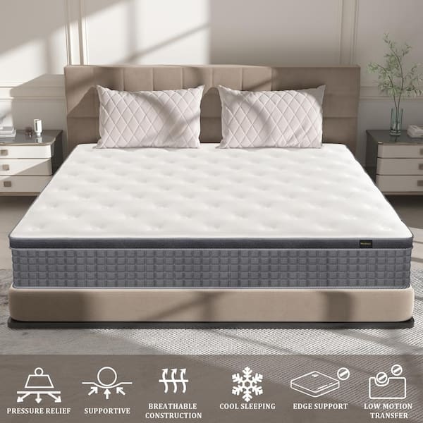 Grey Queen Medium Memory Foam 14 in. Bed-in-a-Box Mattress