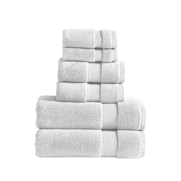 MODERN THREADS Luxury Quick Dry 6-Piece Solid White Cotton Bath Towel Set