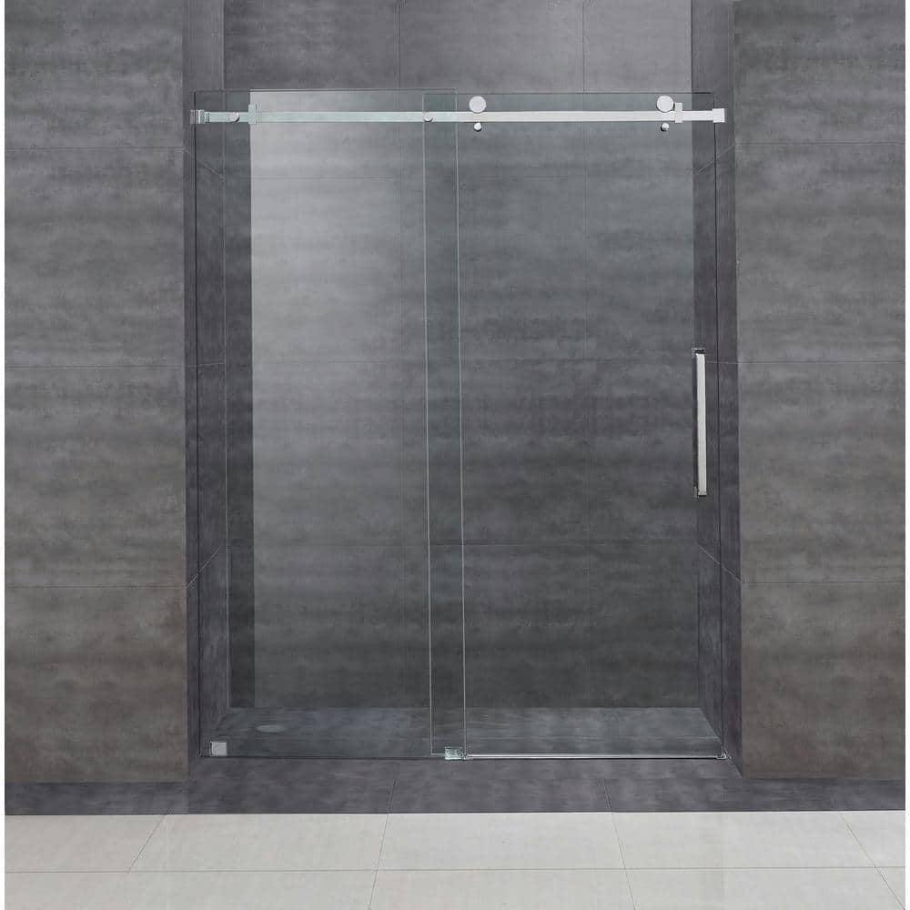 Langham 60'' x 75'' Frameless Clear Tempered Glass Sliding Shower Door