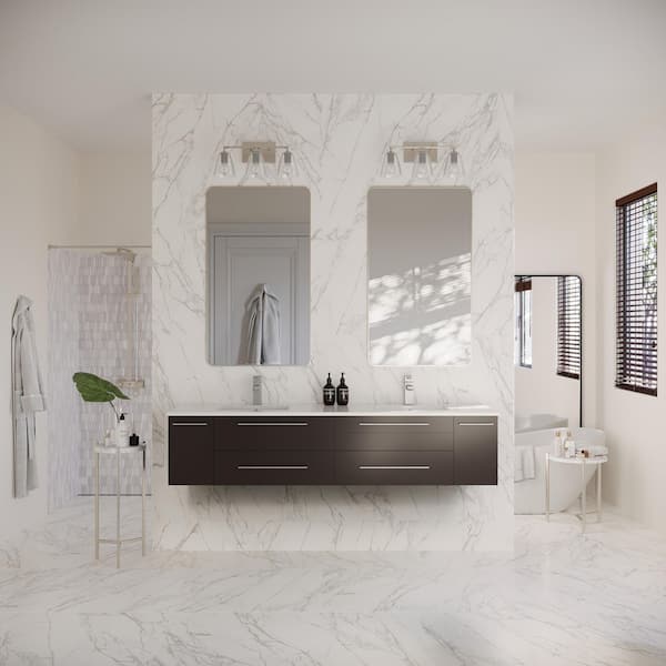 Lucera 72 in. Wall Mount Floating Double Bath Vanity Cabinet without Top in Espresso - Undermount Sink Compatible