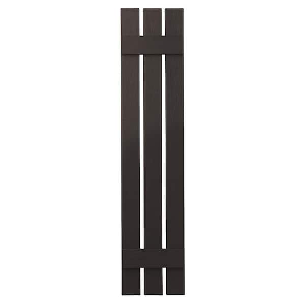 Ply Gem 12 in. x 51 in. Polypropylene 3-Board Open Board and Batten Shutters Pair in Brown