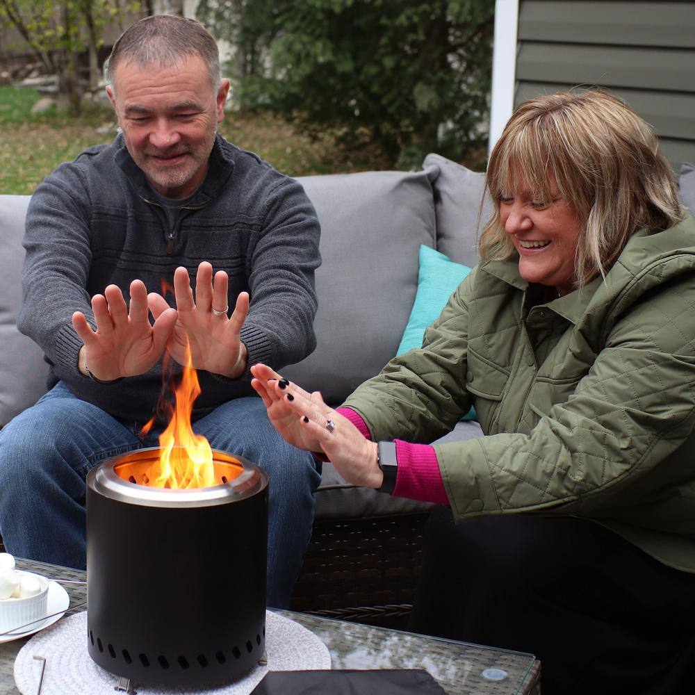 Compact Black Stainless Steel Tabletop Smokeless Fire Pit