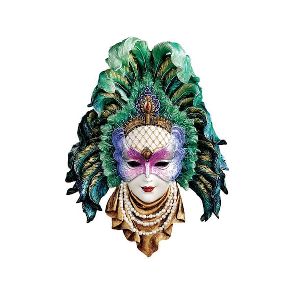 13 in. x 10 in. Maidens of Mardi Gras Peacock Princess Wall Mask Sculpture