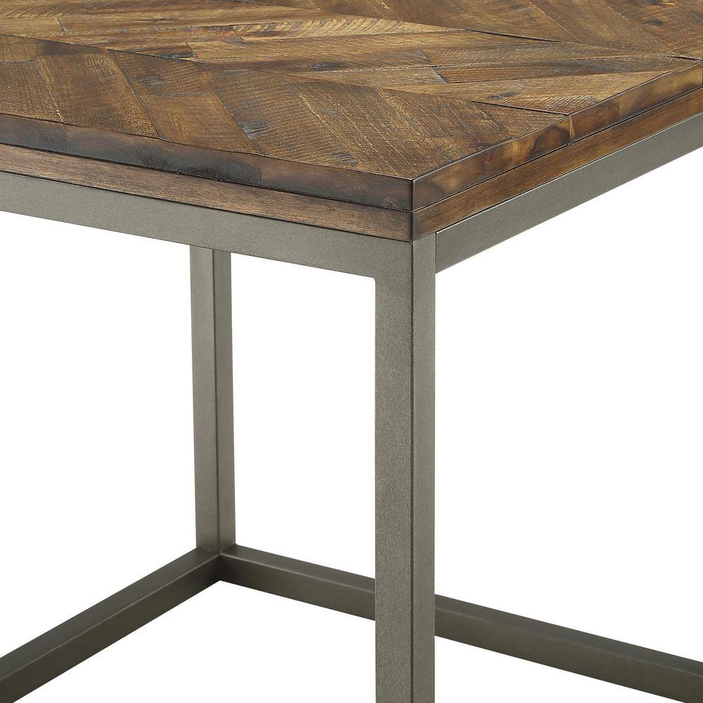 Lorenza Square Acacia Wood and Steel End Table