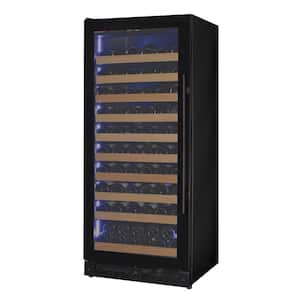 119 Bottle 55 in. Tall Single Zone Left Hinge Wine Cellar Cooling Unit in Black Glass