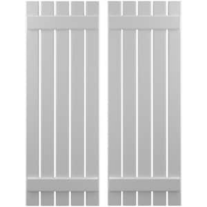 19-1/2 in. W x 35 in. H Americraft 5-Board Exterior Real Wood Spaced Board and Batten Shutters in Primed