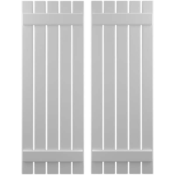 Ekena Millwork 19-1/2 in. W x 42 in. H Americraft 5 Board Exterior Real Wood Spaced Board and Batten Shutters Primed