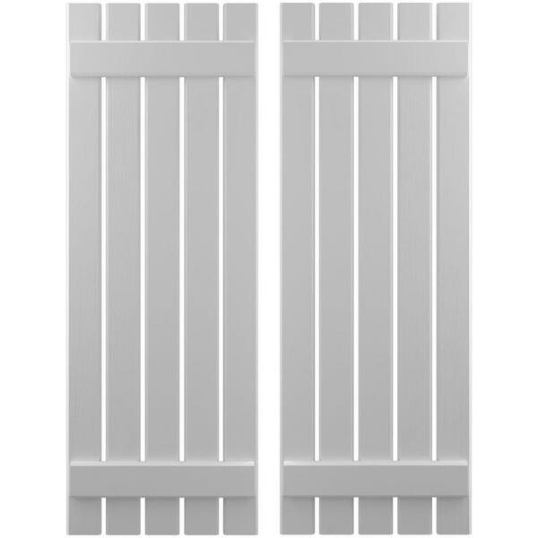 Ekena Millwork 19-1/2-in W x 82-in H Americraft 5 Board Exterior Real Wood Spaced Board and Batten Shutters Primed