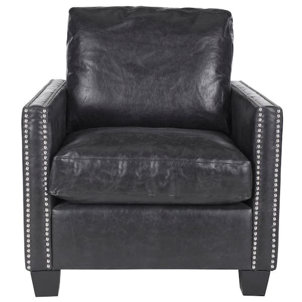 Horace Black Leather Club Arm Chair
