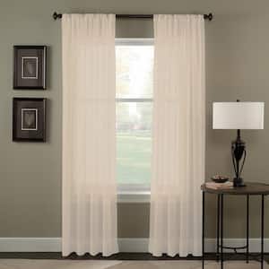 Trinity Crinkle Voile Oyster 51 in. W x 144 in. L Rod Pocket Curtain Panel