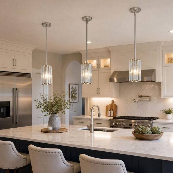 ZHLWIN Home Lighting 60W 1‑Light Nickel Mini Crystal Pendant Light