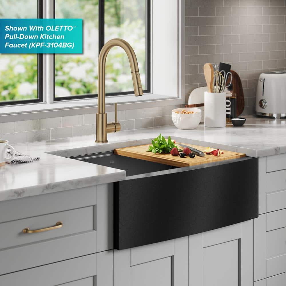 27" Black Stainless Steel Farmhouse Apron Front Single Bowl Kitchen Sink
