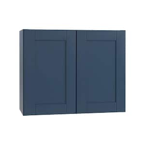 Richmond Valencia Blue Plywood Shaker Stock Ready to Assemble Wall Kitchen Cabinet Sft Cls 30 in W x 12 in D x 24 in H