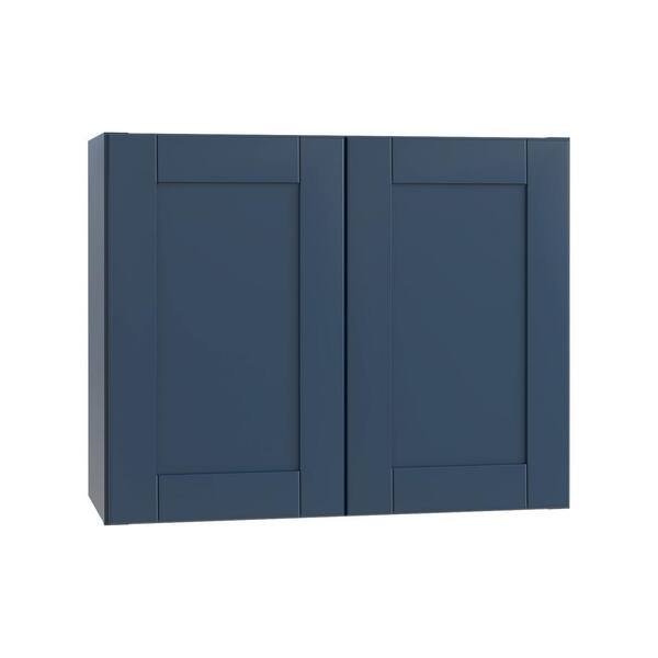 Contractor Express Cabinets Arlington 30 in. W x 12 in. D x 24 in. H in Vessel Blue Plywood Shaker Stock Assembled Wall Kitchen Cabinet Soft Close