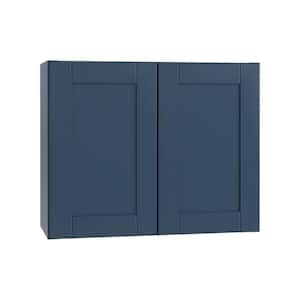 Washington Vessel Blue Plywood Shaker Assembled Wall Kitchen Cabinet 3 Shelves Soft Close 30 in W x 12 in D x 42 in H