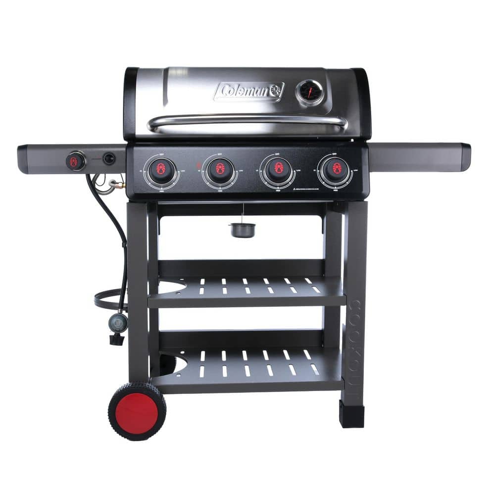 Coleman 4-Burner Stainless Steel Propane Gas Grill with Side Burner
