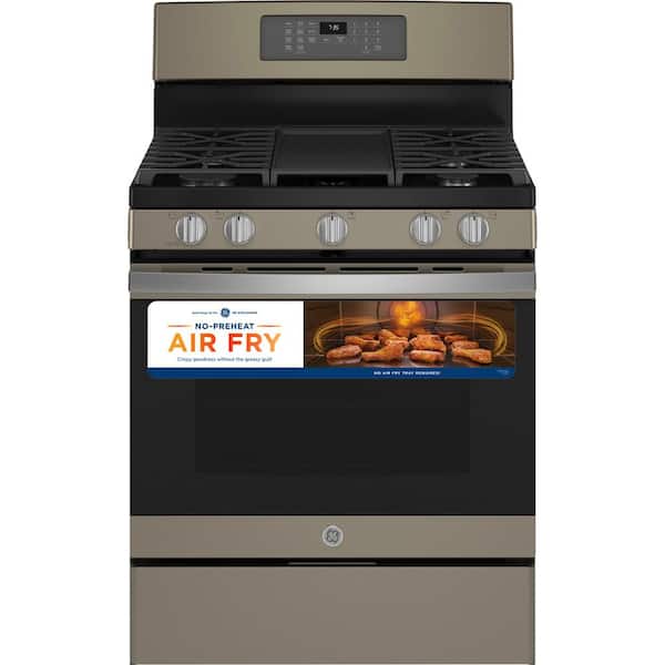 GE 30 in. 5 Burner Freestanding Gas Range in Slate with Convection, Air Fry Cooking