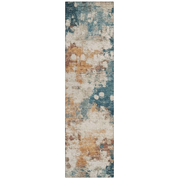 Chantille Machine Washable Indoor/Outdoor Abstract ACN2114 Teal 2 ft. 3 in. x 7 ft. 6 in. Runner Rug