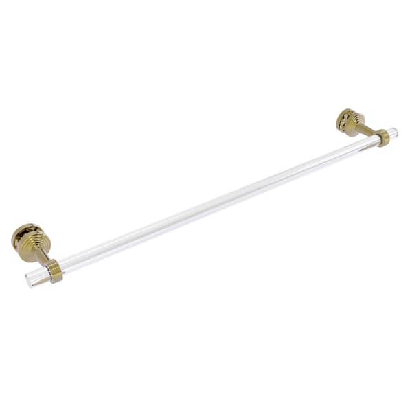 Allied Brass Pacific Beach  30 in. Over the Door Single Towel Bar in Unlacquered Brass with Groovy Accents