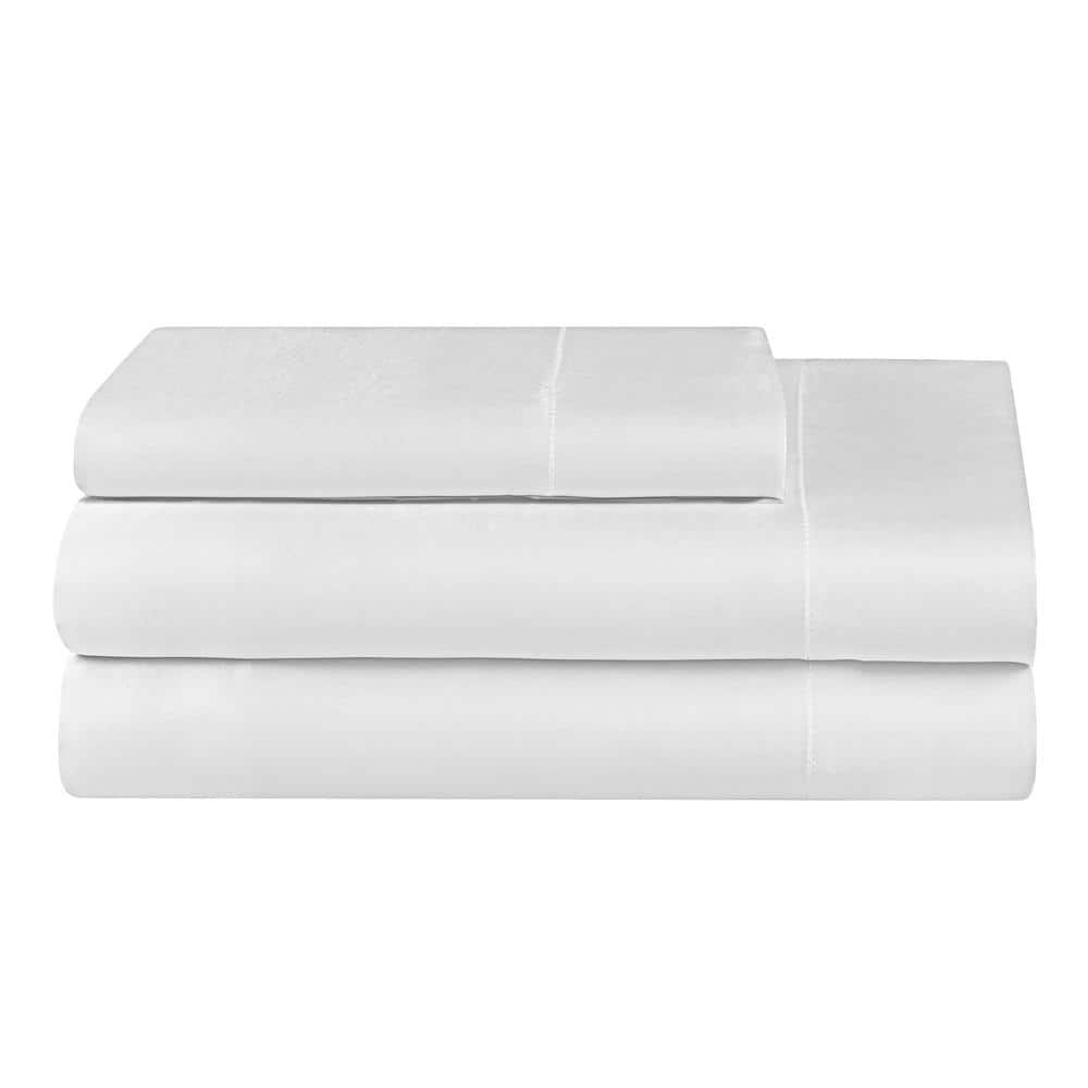 JUICY COUTURE 3Piece White Satin Microfiber Twin XL Sheet Set