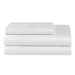 3-Piece White Satin Microfiber Twin XL Sheet Set