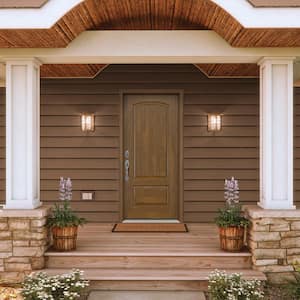 36 in. x 80 in. Right-Hand 2-Panel Hazelnut Fiberglass Prehung Front Door