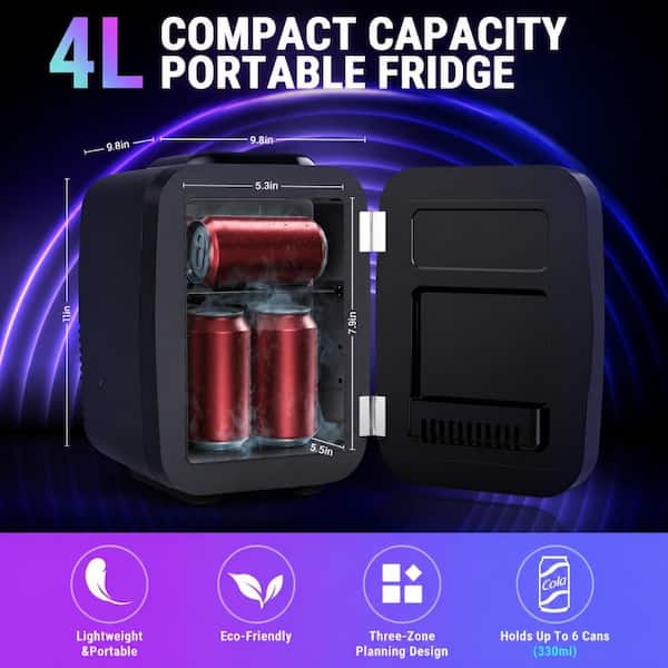 4-Liter 6-Can Capacity Portable Thermoelectric Mini Cooler and