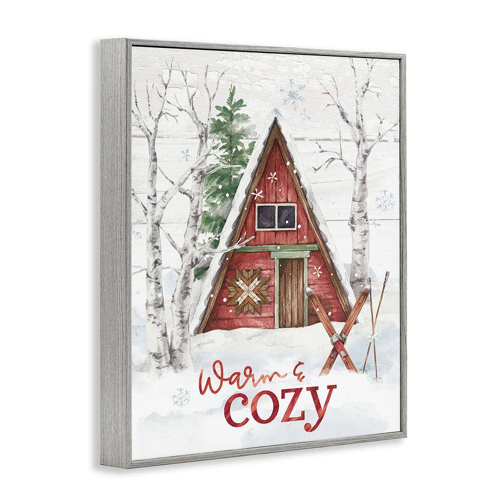 Warm & Cozy Cabin Red and Gray Canvas Print